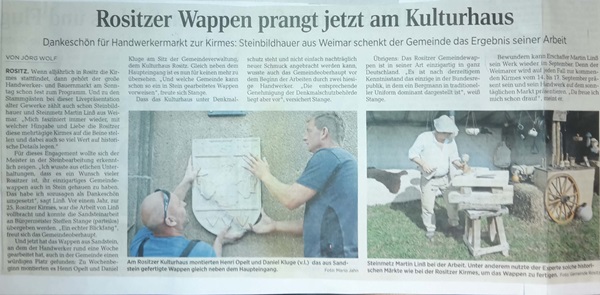 Rositzer Wappen prnagt jetzt am Kulturhaus